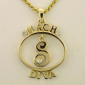 14K MACH DIVA circle with diamond accents
